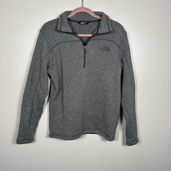 The North Face 1/4 Zip Fleece Long Sleeve Mock Neck Sweatshirt Gray Mens Medium - Picture 1 of 8